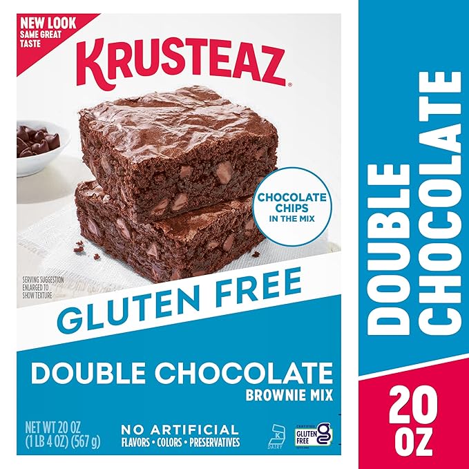Krusteaz Gluten Free Baking Mix, Double Chocolate Brownie Mix, Gluten Free with No Artificial Flavors, Colors or Preservatives, 20-Ounce Box (Pack of 4)