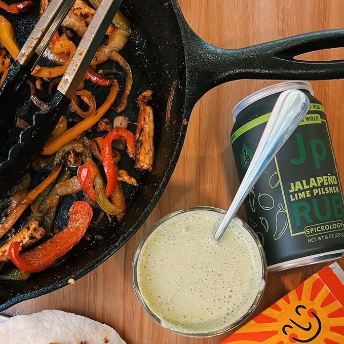 Spiceology & Derek Wolf - Jalapeno Lime Pilsner - Beer-Infused Barbecue Rubs, Spices and Seasonings - Use On: Beef, Chicken, Pork, Seafood, Vegetables or Marinades - 8 oz Can with Resealable Lid
