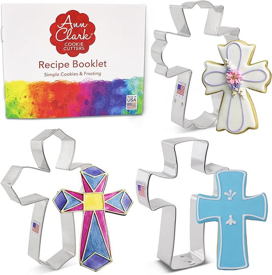 Ann Clark Cookie Cutters Cross Cookie Cutters 3-Pc. Set Made in USA, Holy Cross, Extra Large Cross, Fancy Cross