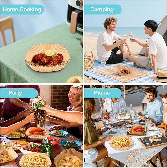 150-Piece 8.7" Square Disposable Parchment Liners ??Non-Stick Paper for Air Fryers, Perfect for Baking, Roasting & Microwave Use