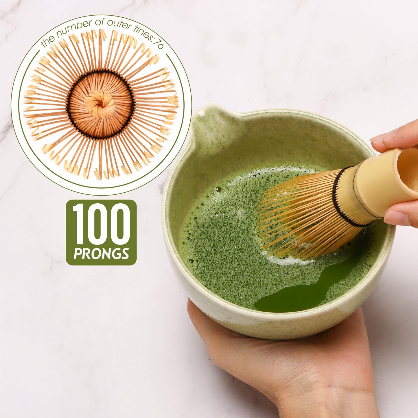 DiDiBirDi Matcha Tea Set 5 Pcs, Japanese Traditional Ceramic Bowl, Bamboo Whisk (Chasen), Scoop