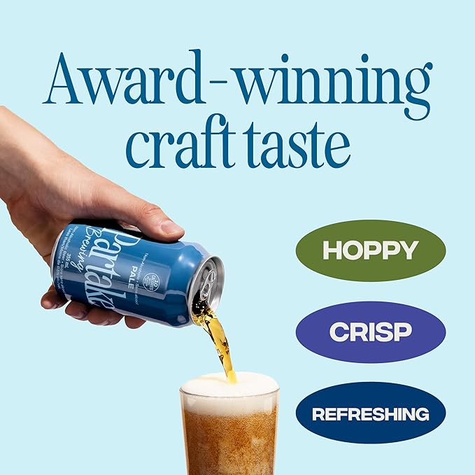 Partake Brewing Craft Non Alcoholic Beer, Pale Ale 12 Pack x 12 Fl Oz Cans - Low Calorie & Carb, No Sugar, All Natural Ingredients - Award-Winning Taste, Non Alcoholic Beer Without the Empty Calories
