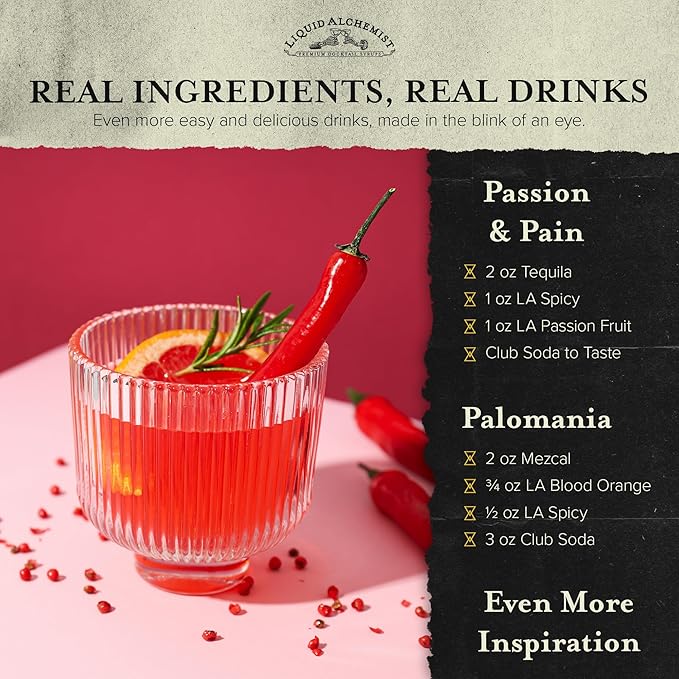 Liquid Alchemist Spicy Habanero Infused Simple Syrup for Cocktails – Real Ingredients Make our