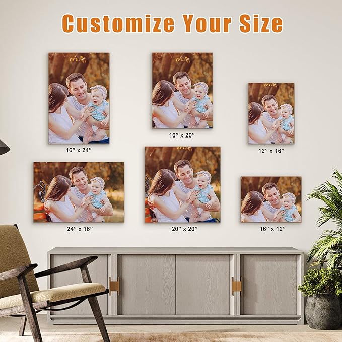 Custom Canvas Prints with Your Photos- Personalized Print Canvas Pictures, Custom Wall Art Gift for Living Room, Bedroom, Wedding Family Baby Pets Framed 14 x 11 inche