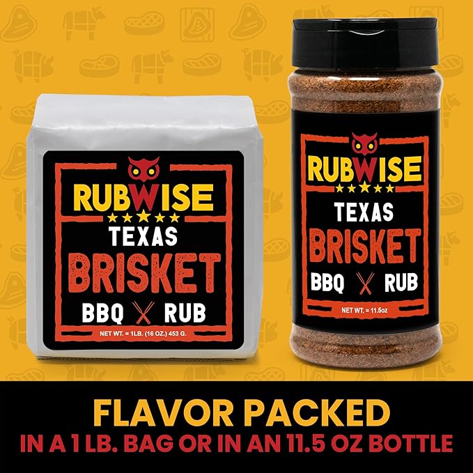 RubWise Texas Style BBQ Brisket Rub (1lb) | Barbecue Rubs & Spices for Smoking and Grilling | Beef Seasoning Dry Mix Grill Blend | Smoky & Savory Flavor | Great on Steaks, Ribs & Burgers