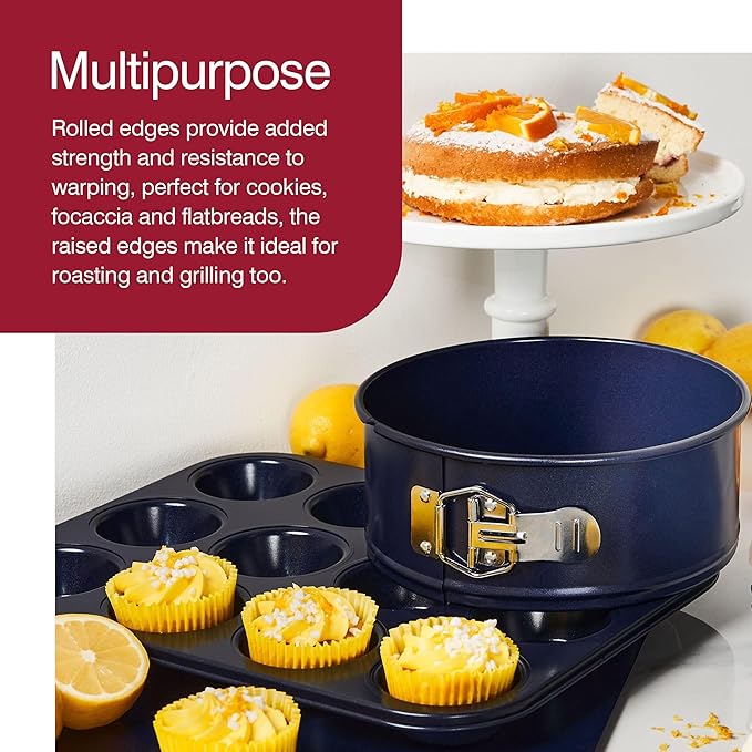 Zyliss E980191 Non-Stick Baking Tray | Carbon Steel | Dark Blue | Baking Tin/Bakeware/Roasting | Dishwasher Safe | 5 Year Guarantee