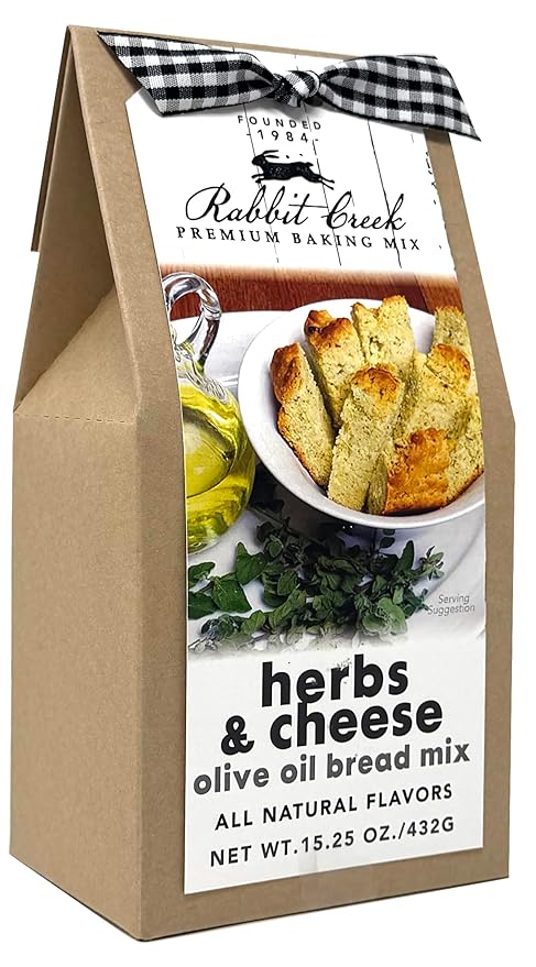 Rabbit Creek Olive Oil Bread Mix Herbs and Cheese ??Bread Baking Mix, Easy To Make, Ready in 1 Hour