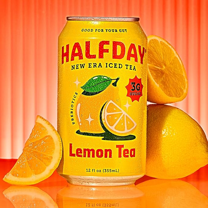 Halfday, Prebiotic Lemon Iced Tea, 12 Fl Oz Can