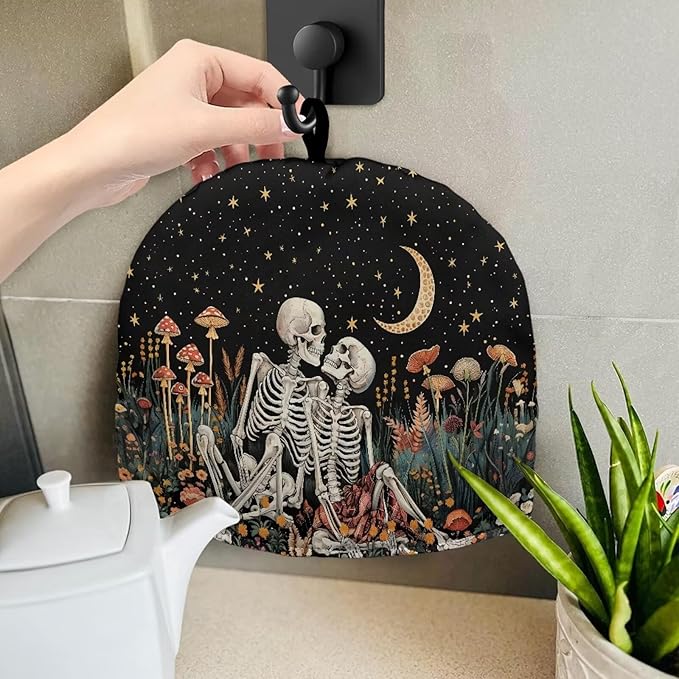 Skull Flower Teapot Cozy Keeping Warm Tea Pot Cover for Breakfast Warmer, Extra Thick Tea Cup Warmer Cozy for Women Gifts