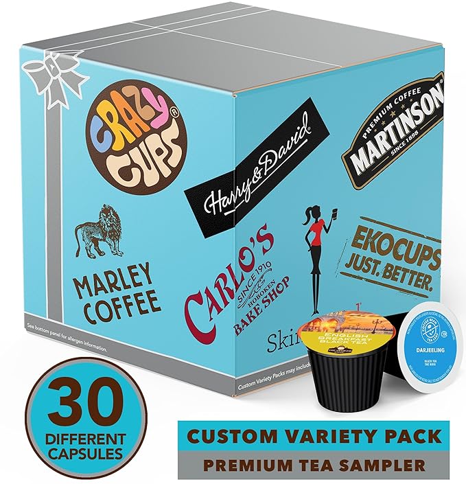 Assorted Tea Variety Pack Including Green Tea, Black, Earl Grey & Herbal Tea, Single Serve Pods for Keurig K Cups Machines, 30 Count