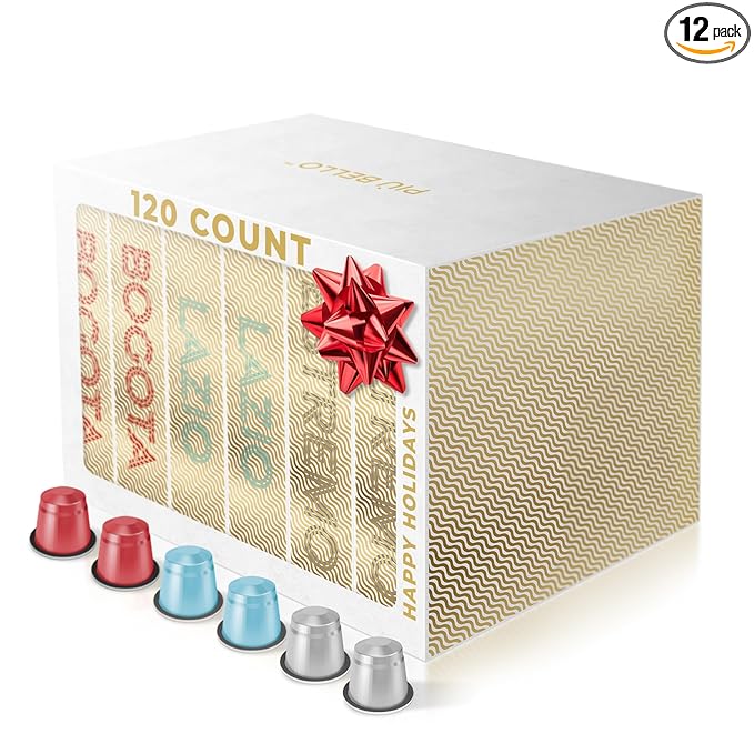 Piu Bello Espresso Coffee Pods for Nespresso Original Machines – Variety Pack – Compatible Capsules with 3 Intense Flavors – Dark Roast, Low Acidity – Rich & Balanced Taste – Kosher (3-Flavor Multipack, 120 Count)