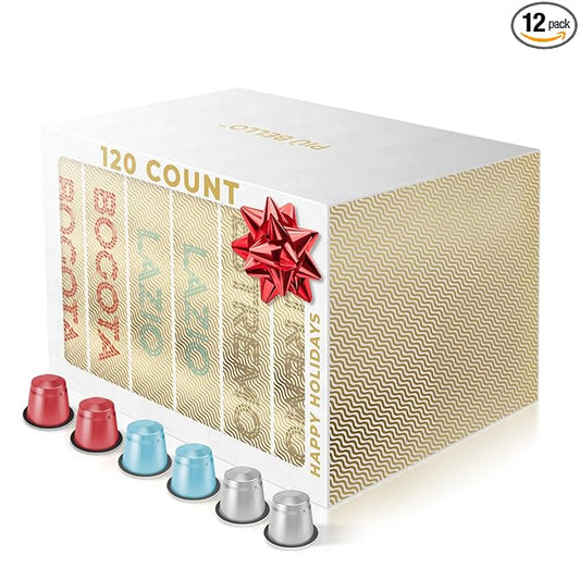 Piu Bello Espresso Coffee Pods for Nespresso Original Machines – Variety Pack – Compatible Capsules with 3 Intense Flavors – Dark Roast, Low Acidity – Rich & Balanced Taste – Kosher (3-Flavor Multipack, 120 Count)