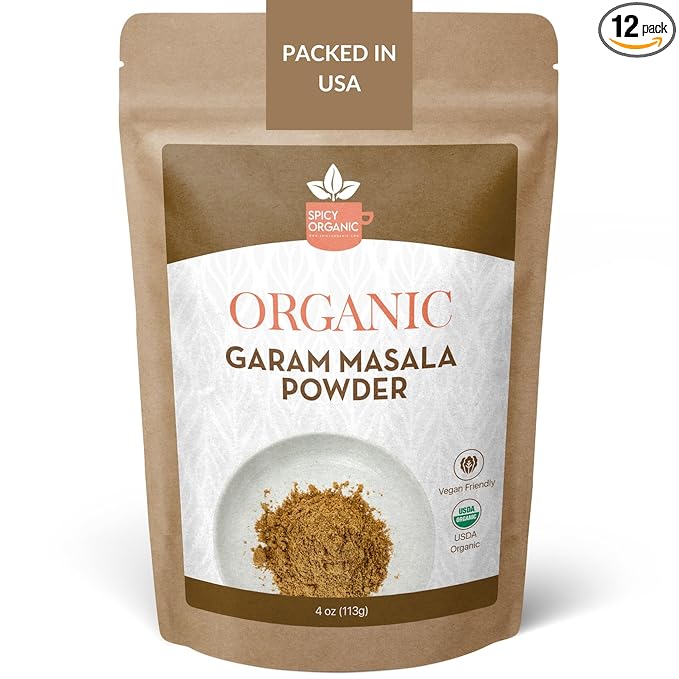 SPICY ORGANIC Garam Masala 4oz - Indian Spice Blend with Cardamom, Cinnamon & Cloves - All Natural, Non-GMO, Kosher, Vegan - Perfect Organic Seasoning for Biryani, Chaat, Tandoori Chicken Tikka