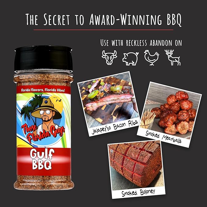 Gulf bbq Seasoning - Unique Blend of Smoky, Tangy, Sweet Heat for Authentic Florida bbq Flavor, 130g - Perfect Grilling Seasonings and Rubs for Beef, Pork, Chicken, Venison & More