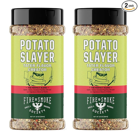 Fire & Smoke Society Potato Slayer Vegetable Seasoning | BBQ Seasonings and Rubs for Grilling | Potato & French Fry Seasoning | Mix Blend Rub Powder, Garlic, Onion, Herb Flavor | XL (2 Pack)