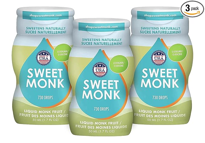 SweetMonk - 100% Pure Original Monk Fruit Sweetener Liquid Sugar Substitute - 50ml | No Water Added MonkFruit Extract | 0 Calorie Keto Friendly MonkFruit Drops | Vegan, Gluten Free | No Stevia (3-pack)