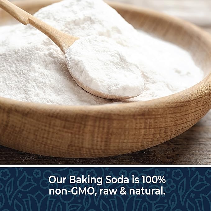 Herbaila Baking Soda Bulk 2lbs, Food Grade baking soda for baking, cleaning, deodorizing and household usage, Baking soda for pool cleansing, Gluten Free, No Fillers, made in the USA