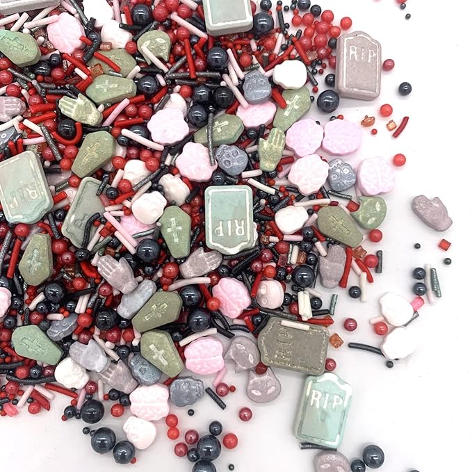 Sprinkles I 3.5 oz I Red And Black Sprinkles I Skull Bloody Sprinkles I Cake Cupcake Toppers Cookie Dessert Sprinkles Decorations
