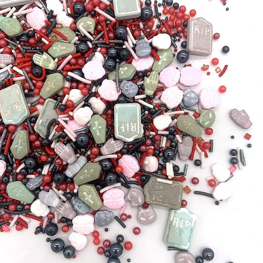 Sprinkles I 3.5 oz I Red And Black Sprinkles I Skull Bloody Sprinkles I Cake Cupcake Toppers Cookie Dessert Sprinkles Decorations