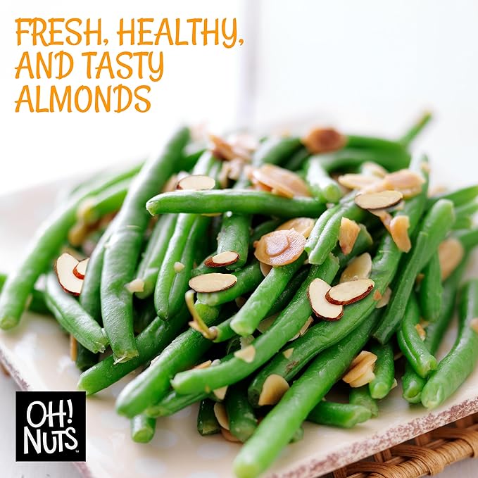 Oh! Nuts Raw Natural Sliced Almonds - 100% Natural - Sliced Almonds - 1.5 lb - Almonds Raw - Packed in New York Zip-Seal Bag for Exceptional Freshness