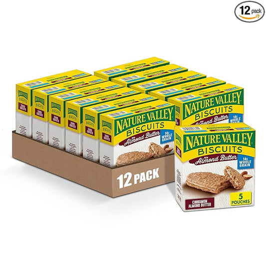 Nature Valley Biscuit Sandwiches, Almond Butter, 5 ct, 6.75 OZ (Pack of 12)