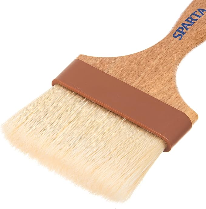 SPARTA 4037600 Boarhair Basting Brush, Flat Brush with Flat Brushhead, 9.25"L x 4"W, Wood Handle