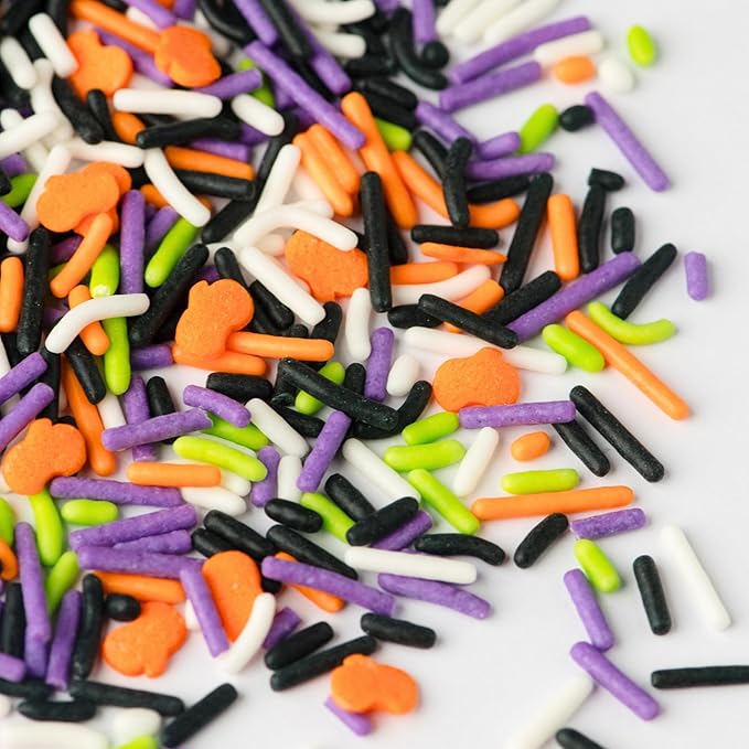 Sweets Indeed Bulk Halloween Sprinklefetti Mix ??1.2 lb Jar | Edible Sprinkles in Orange, Purple, Green, White & Black | Bulk Sprinkle Mix for Cookies, Cupcakes, Cakes & Party Desserts