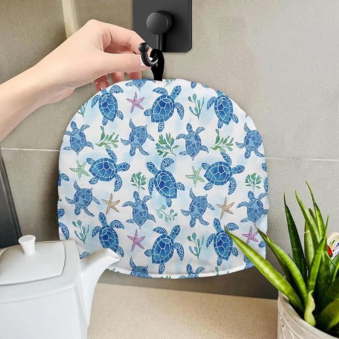 Sea Turtle Starfish Tea Cosy Teapot Cover Tea Pot Decor Covers Insulated Kettle Cover Kitchen Breakfast Warmer for Home Office for Women Mom Tea Lover