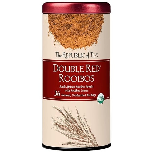 The Republic of Tea ??Organic Double Red Rooibos, Naturally Caffeine-Free Rooibos Powder and Leaves, Steeps 36 Cups
