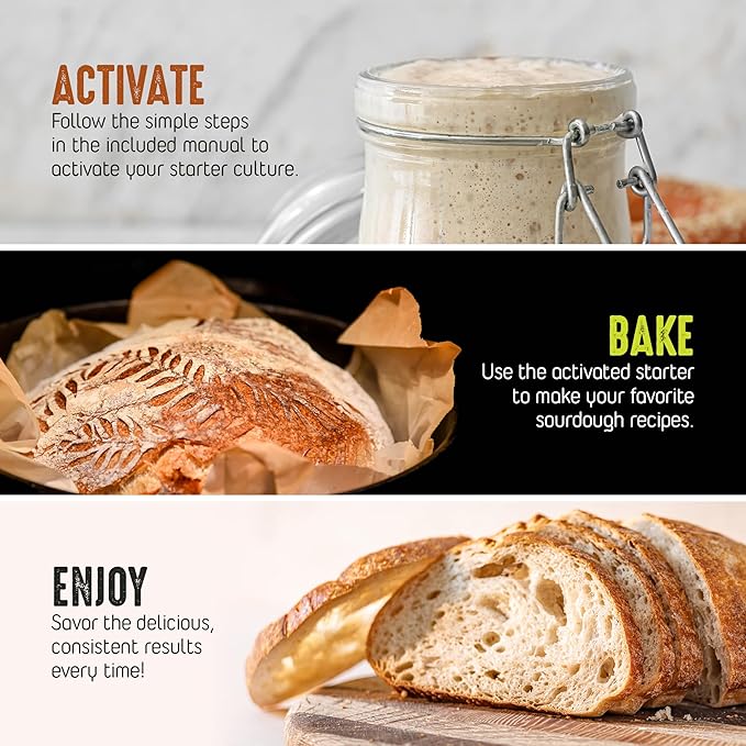 Sourdough Starter Culture French Style - Artisinal Dehydrated Sourdough Culture - Homemade Artisan Bread - Fast Activating - Dehydrated Live Culture Bread Mix - Easy Instructions - KOSHER - By LA Trevitt