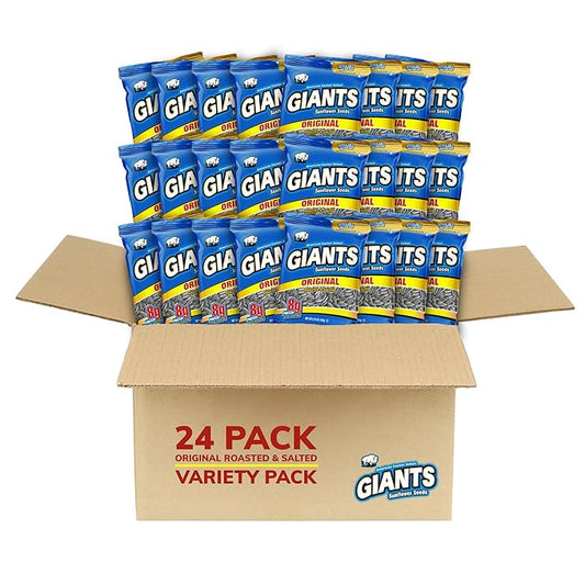 GIANTS Original Sunflower Seeds - Sunflower Seeds to Eat, Sunflower Seeds Bulk, Lightly Salted Sunflower Seeds for Eating, High Protein Snack - 5.75 oz Resealable Bags (Case of 24)