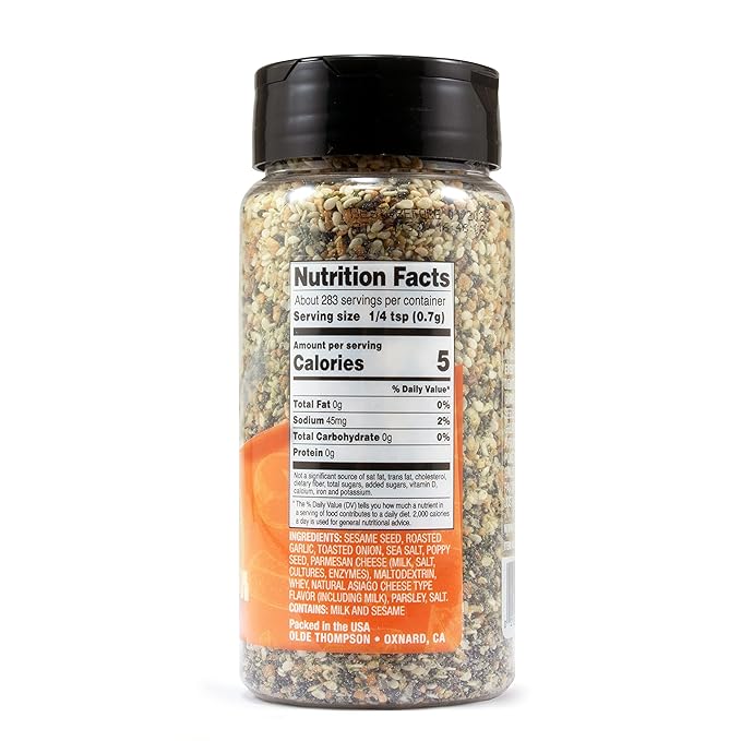 Olde Thompson Everything Bagel Seasoning with Asiago Cheese, Spice and Seasoning Blend, 7 Ounce