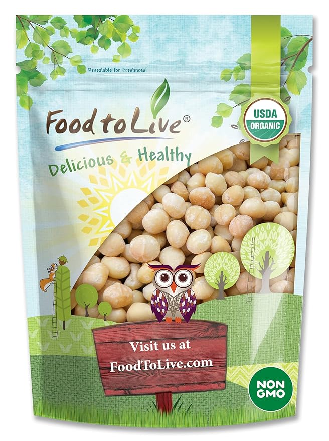 Food to Live Organic Whole Macadamia Nuts, 2 Pounds – Non-GMO, Raw, Shelled, Unsalted, Kosher, Vegan, Bulk. Keto Snack. Buttery Flavor. Good Source of Fiber, Healthy Fats. Perfect for Desserts.