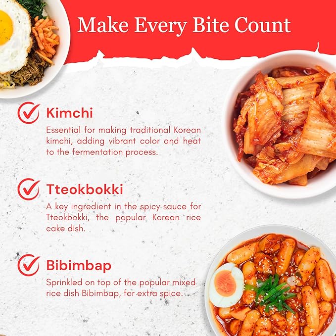 Byait Gochugaru Korean Chili Flakes 16 Oz (1 LB), Medium Hot, 100% Pure Red Chili Pepper Flakes for Authentic Korean Cooking, Kimchi, Chili Oil, and Seasoning