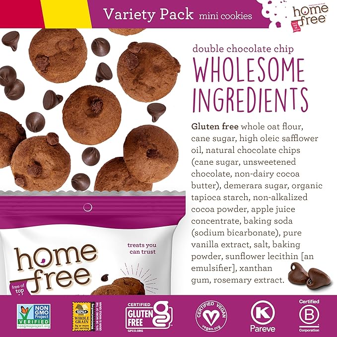 Homefree Treats You Can Trust Gluten Free Mini's, Variety pack with Lemon Burst, 30 Count