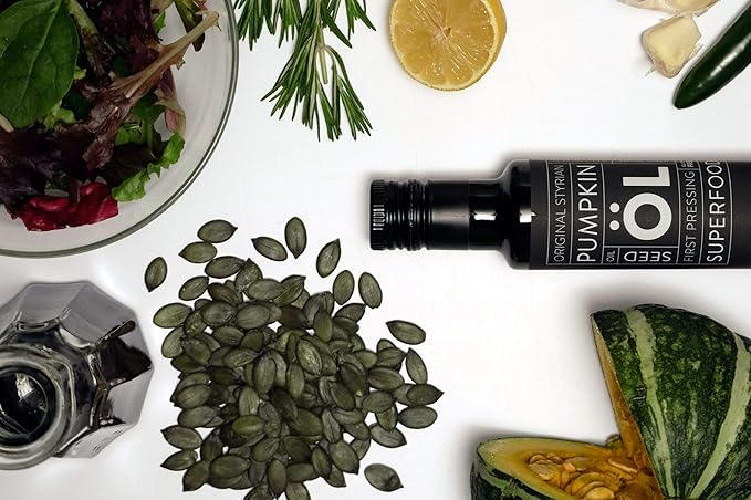 Schlacher & S철hne Styrian Pumpkin Seed Oil: 100% Pure, Cold Pressed, Non GMO, Gluten Free, Vegan, May Helps in Hair Growth, Made in Austria (500 ml, 16.9 FL OZ)