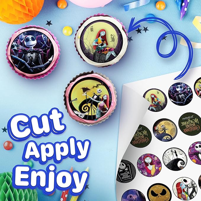 30 Edible Cupcake Toppers ??Spooky Holiday-Inspired Designs Collection | Uncut Edible Icing Sheet Decorations