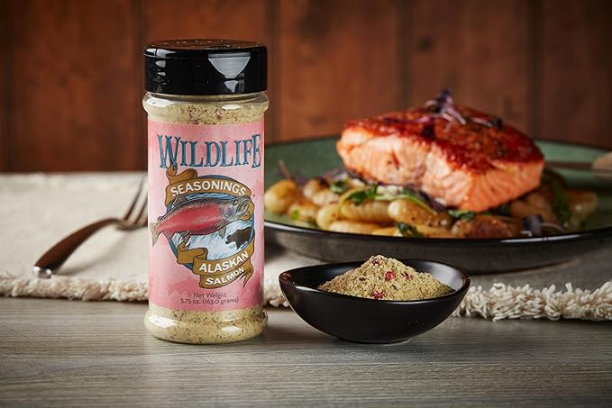 Wildlife Seasonings Alaskan Salmon ??Premium Dry Rub & Grilling Seasoning for Seafood, Meat, and Vegetables ??Perfect Steak Marinade & Stuffing Seasoning