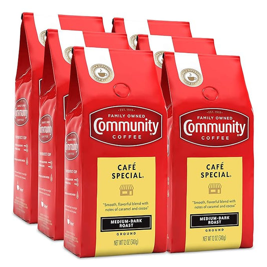 Community Coffee Cafì±?Special Blend 72 Ounces, Medium Dark Roast Ground Coffee, 12 Ounce Bag (Pack of 6)
