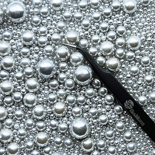 Silver Edible Pearl Sprinkles for Cake Decorating 5.1 OZ Silver Edible Pearls Edible Cupcake Decorations Halloween Christmas Cookie Decorations Edible Sugar Pearls for Cakes,Cupcakes Toppers Baby Shower Wedding Supplies with Tweezers
