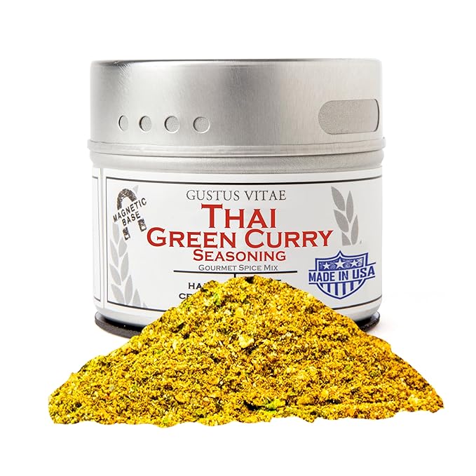Thai Green Curry Seasoning | All Natural | Non GMO | Hand Crafted | 2.0 oz (57 g) | Gourmet Spice Mix | Small Batch | Artisanal Rub | Seasoning Pack | Magnetic Tin | Gustus Vitae | #848