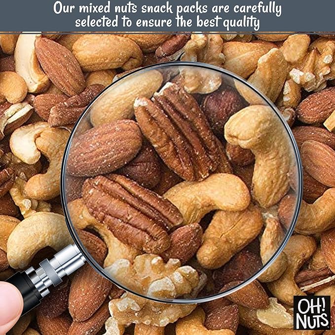 Oh! Nuts Mixed Nuts Roasted Unsalted - 2 lb - Unsalted Mixed Nuts - Cashews, Walnuts, Hazelnuts, Almonds - Fresh Zip-Seal Bag