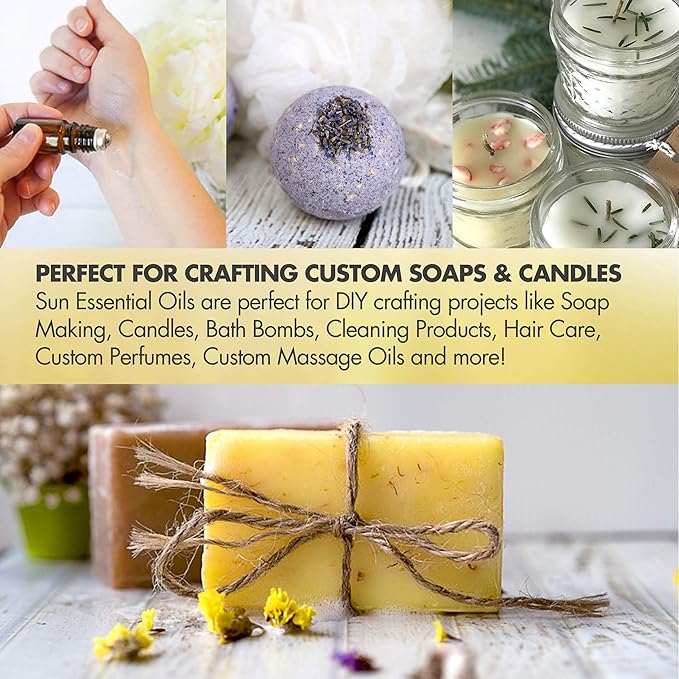 Sun Essential Oils - 16 oz Rosemary Essential Oil for Hair Growth, Skin, Scalp - Drops for Diffuser, Humidifier & Aromatherapy Massage - DIY Candle, Lotion & Shampoo Making - Help Sleep