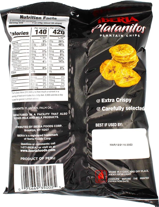 Iberia Naturally Sweet Plantain Chips, 3 oz (Pack of 24)