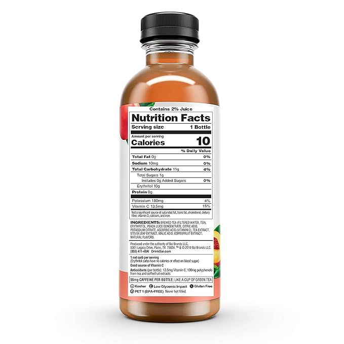 Bai Narino Peach Tea, Antioxidant Infused Tea, 18 Fl Oz
