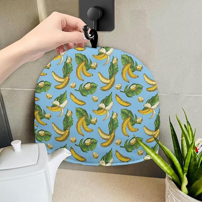 Tea Cozy Yellow Banana Print Creative Insulated Tea Cosy Extra Thick Home Kitchen Decoration Creative Gifts Dust Teapot Cover Kitchen Accessories for Travel