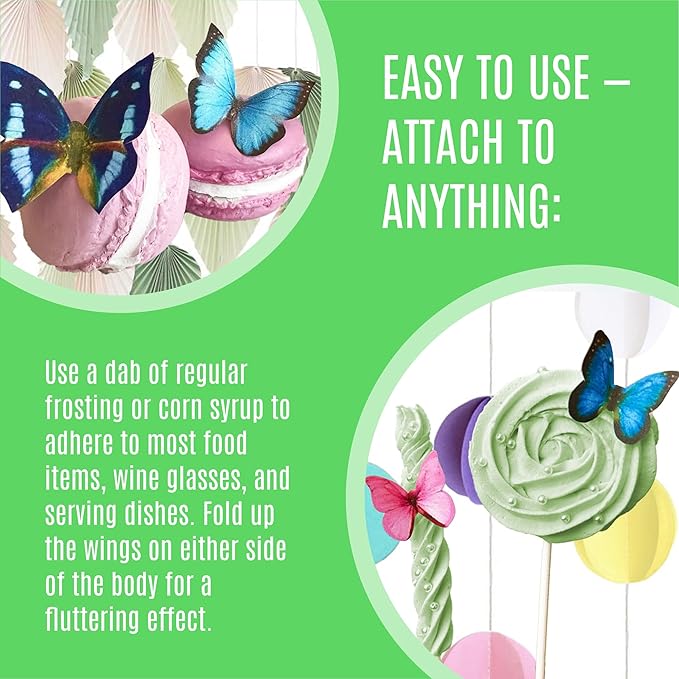 Sugar Robot Edible Butterflies for Cake Decorating - Small Pastel Green Butterfly Cake Toppers and Cupcake Toppers - Decoration Made in the USA - Premium Crafted (Green)