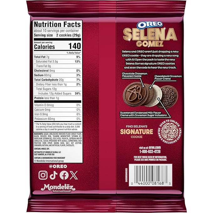 Selena Gomez OREO Cookies, Chocolate and Cinnamon Creme, Limited Edition, 10.68 oz