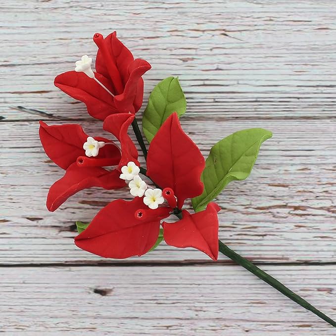 Global Sugar Art Exquisite Red Bougainvillea Sugar Cake Flowers, 6 Count by Chef Alan Tetreault (Red)