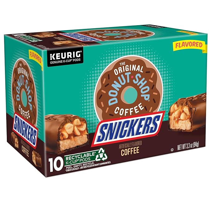 The Original Donut Shop Snickers Coffee, Keurig Single Serve K-Cup Pods, Flavored Coffee, 60 Count, (6 Packs of 10)